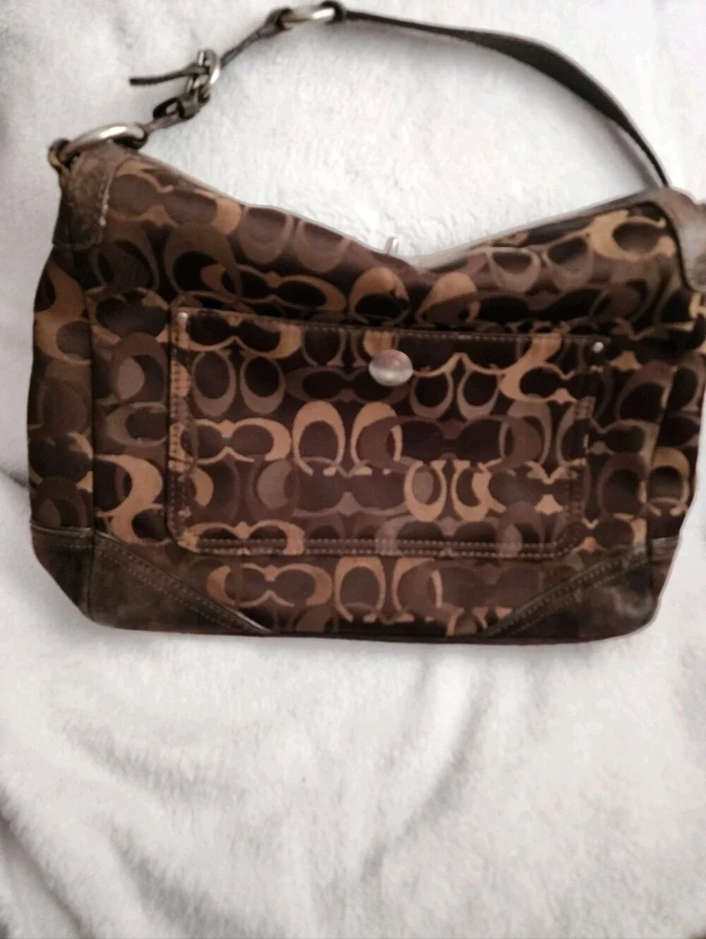 COACH Signature Brown Chelsea Satchel Shoulder *stained*
